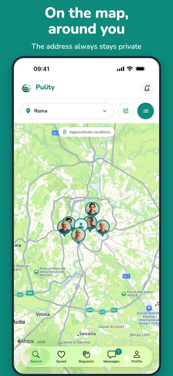 The map with the profiles of the area